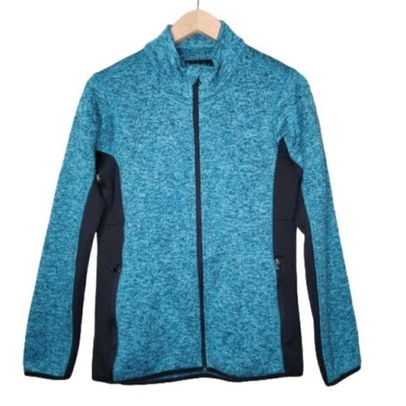 Marc New York Heathered Teal & Black Track Jacket - Picture 1 of 6